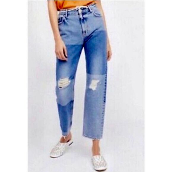 Free People Patchwork Distressed Jeans - Picture 15 of 15